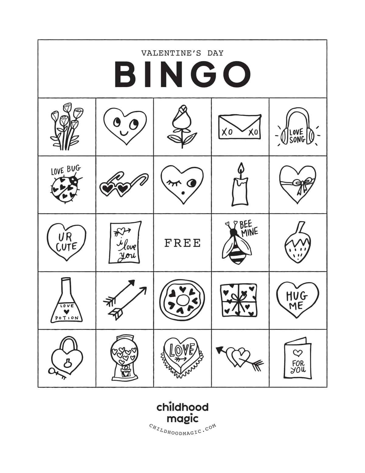 valentine's day bingo - childhood magic